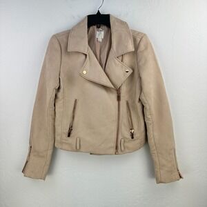 Lauren Conrad Runway Biker Jacket Women 8 Blush Pink Faux Suede Office Indie